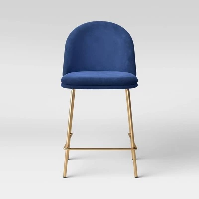 Nils Brass Base Counter Height Barstool - Project 62™ Navy Blue 7 Nils Brass Base Counter Height Barstool - Project 62™ Navy Blue - Image 7