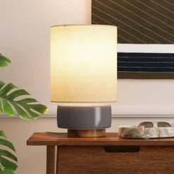 Ceramic Table Lamp with Wood Base - Threshold™