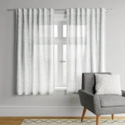 1pc Light Filtering Striation Herringbone Window Curtain Panel - Project 62â„¢ White/gray