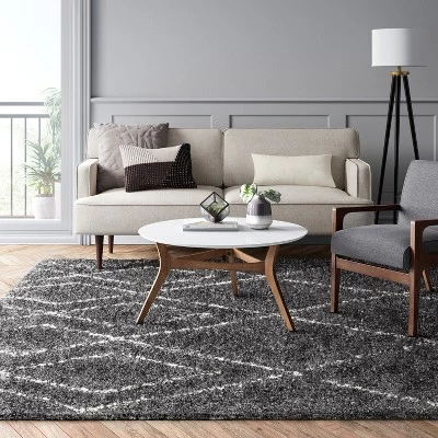 Diamond Patterned Shag Woven Rug - Project 62 Gray 2 Diamond Patterned Shag Woven Rug - Project 62 Gray - Image 2