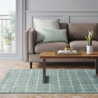 Elle Linear Grid Rugs - Project 62 Aqua 2 Elle Linear Grid Rugs - Project 62 Aqua - Image 2
