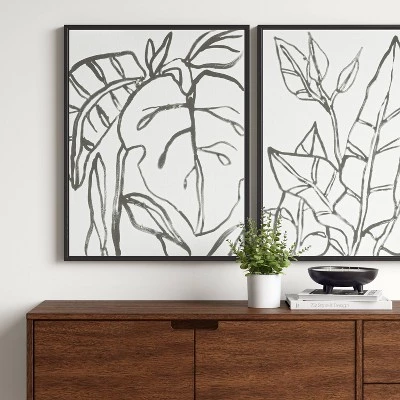 24" x 30" Botanical Sketch Framed Wall Canvas White/Black - Project 62™ 1 24" x 30" Botanical Sketch Framed Wall Canvas White/Black - Project 62™