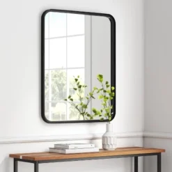24" x 30" Rectangular Decorative Wall Mirror with Rounded Corners - Project 62™ Black