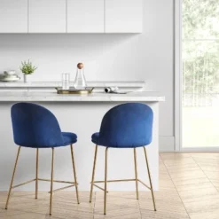 Nils Brass Base Counter Height Barstool - Project 62™ Navy Blue