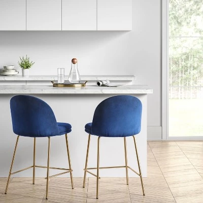 Nils Brass Base Counter Height Barstool - Project 62™ Navy Blue 1 Nils Brass Base Counter Height Barstool - Project 62™ Navy Blue