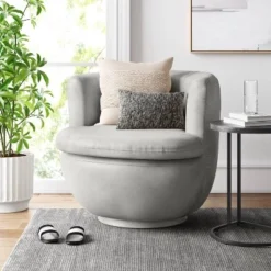 Dorton Round Swivel Barrel Chair - Project 62™ Navy Velvet