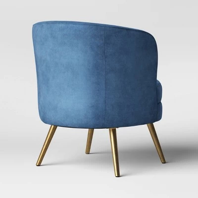 Beadle Accent Chair with Brass Leg Velvet Blue - Project 62™ 3 Beadle Accent Chair with Brass Leg Velvet Blue - Project 62™ - Image 3