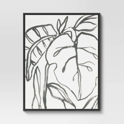 24" x 30" Botanical Sketch Framed Wall Canvas White/Black - Project 62™ 2 24" x 30" Botanical Sketch Framed Wall Canvas White/Black - Project 62™ - Image 2